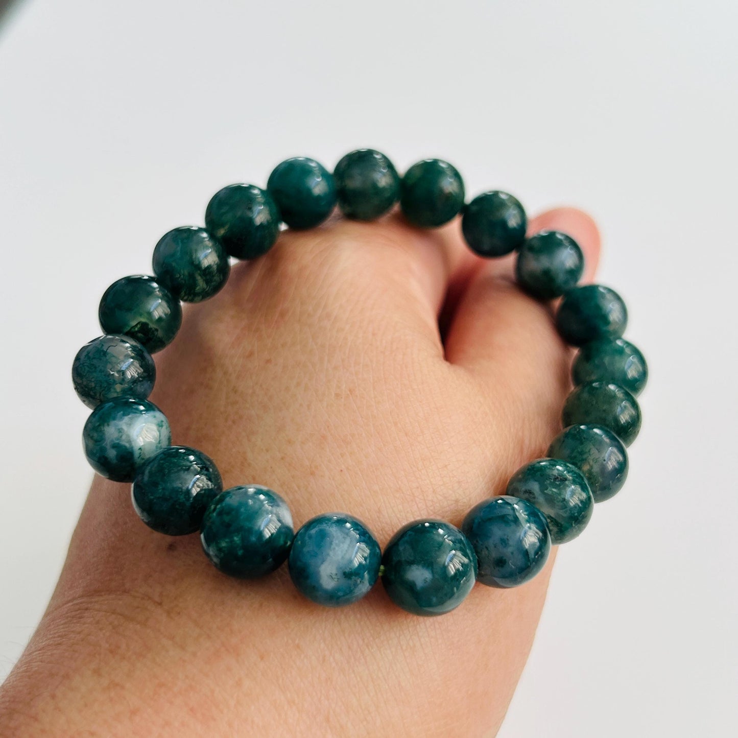 Verdant Earth: Moss Agate Beaded Bracelet