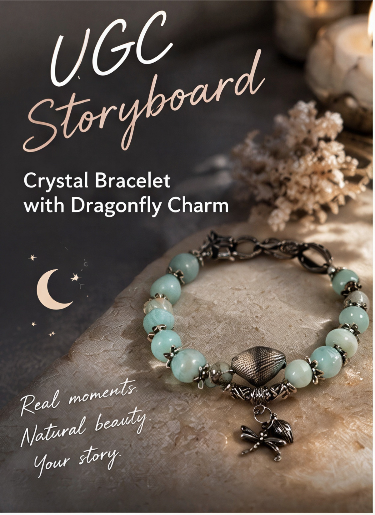 Larimar Dragonfly Charm Bracelet | 5.5″