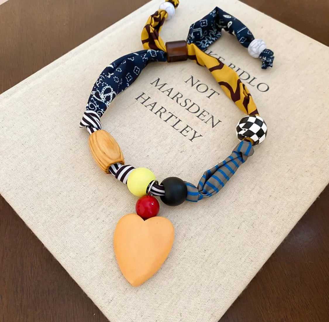Boho Heart Pendant Scarf Necklace