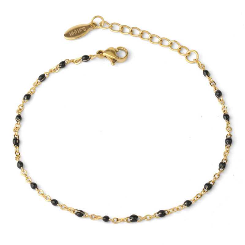 Gold Enamel Bead Chain Bracelet