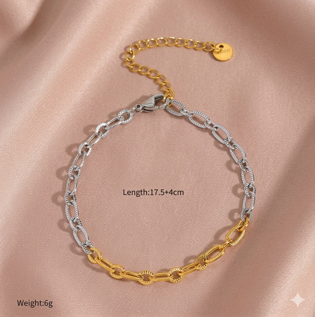 Two-Tone Chain Link Bracelet