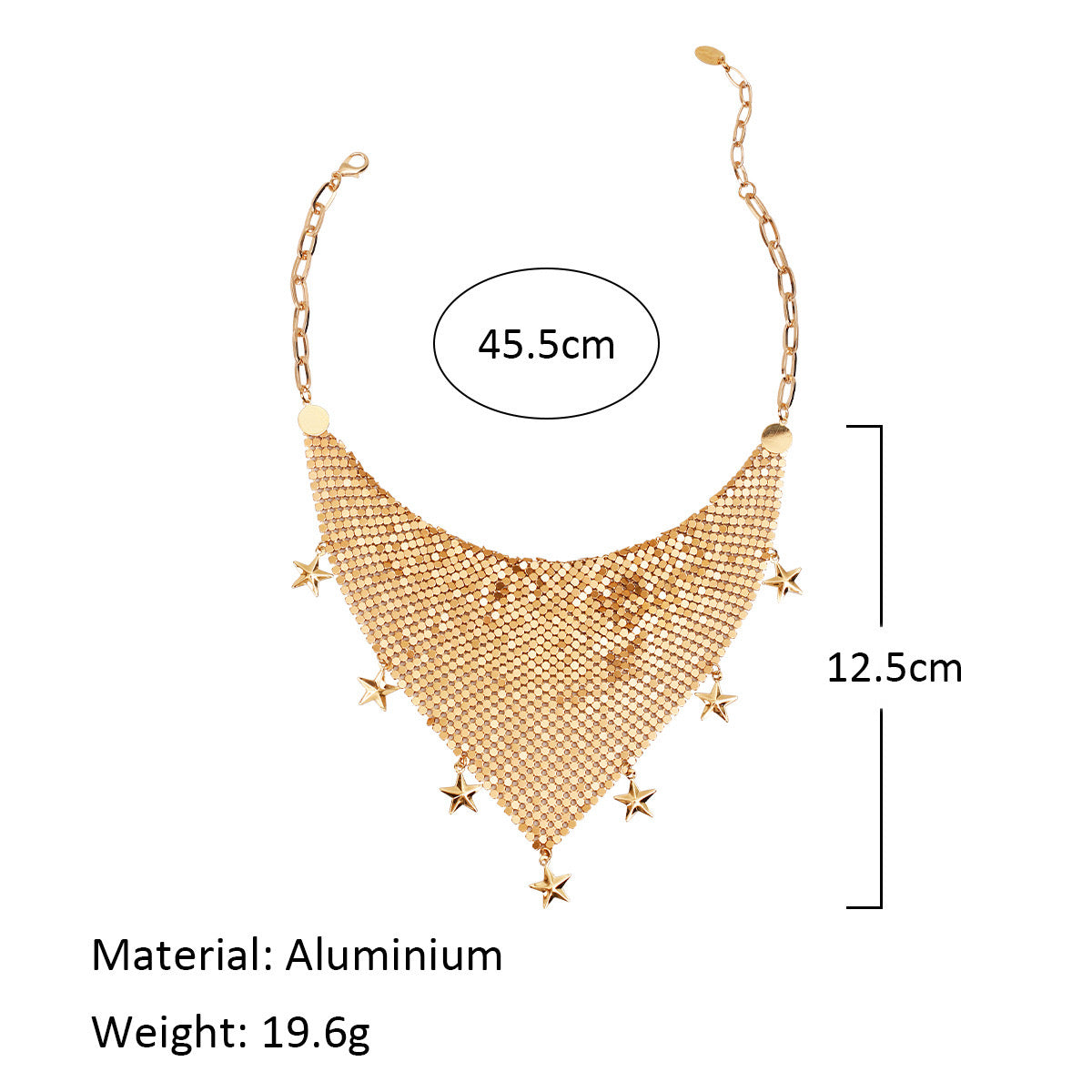 Celestial Mesh Bib Necklace with Star Charms