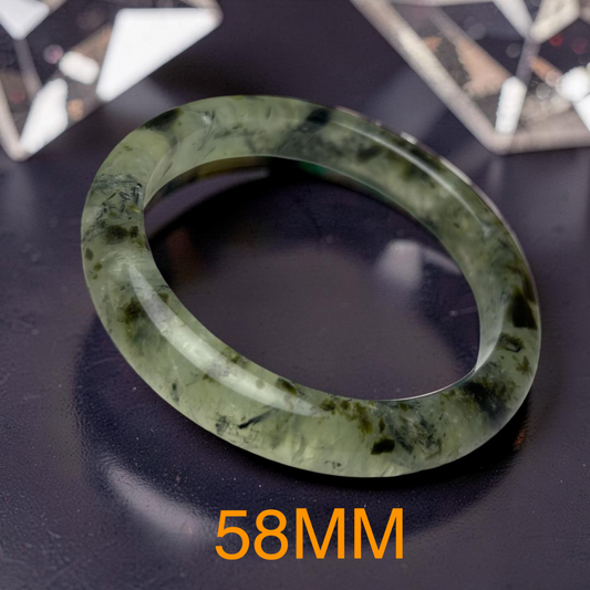 Prehnite Rutilated Quartz Natural Green Jade Bangle Bracelet