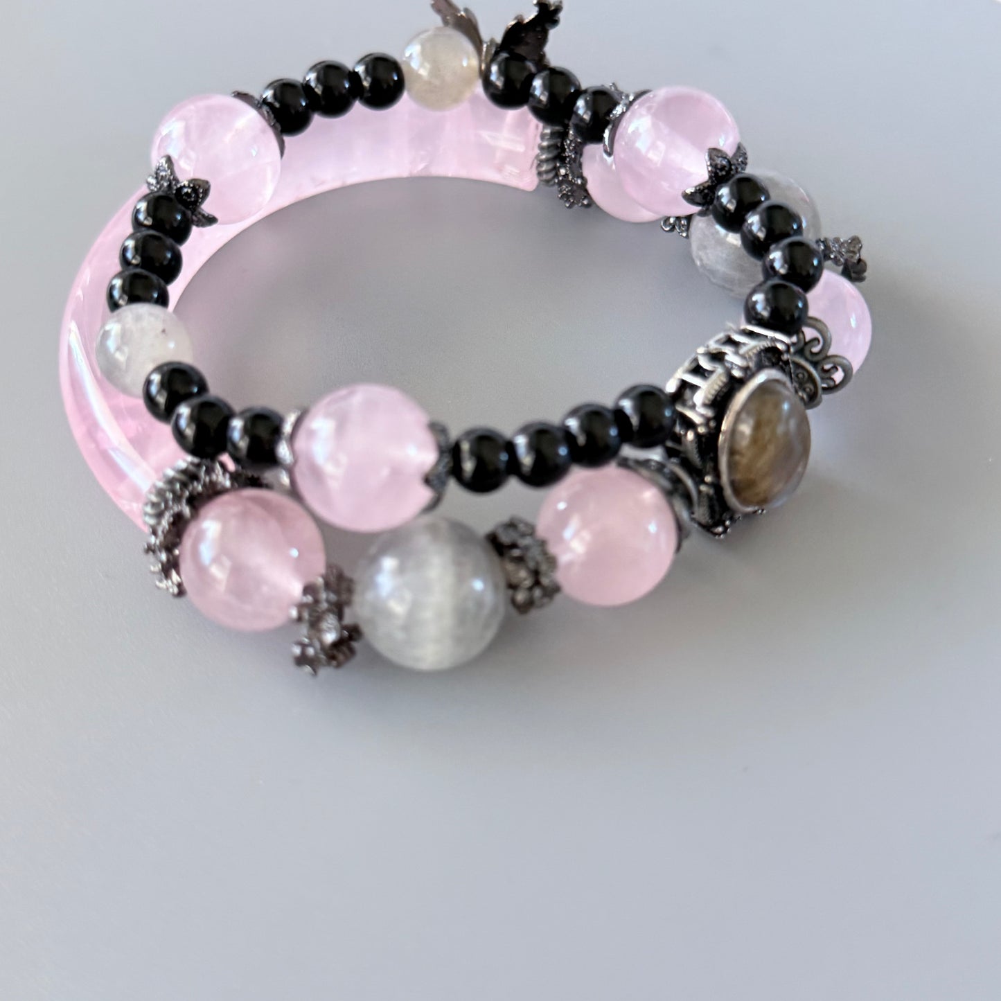 Rose Quartz & Labradorite Double-Strand Bracelet