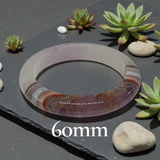 Amethyst Lace Bangle, Natural Purple Banded Agate Bracelet