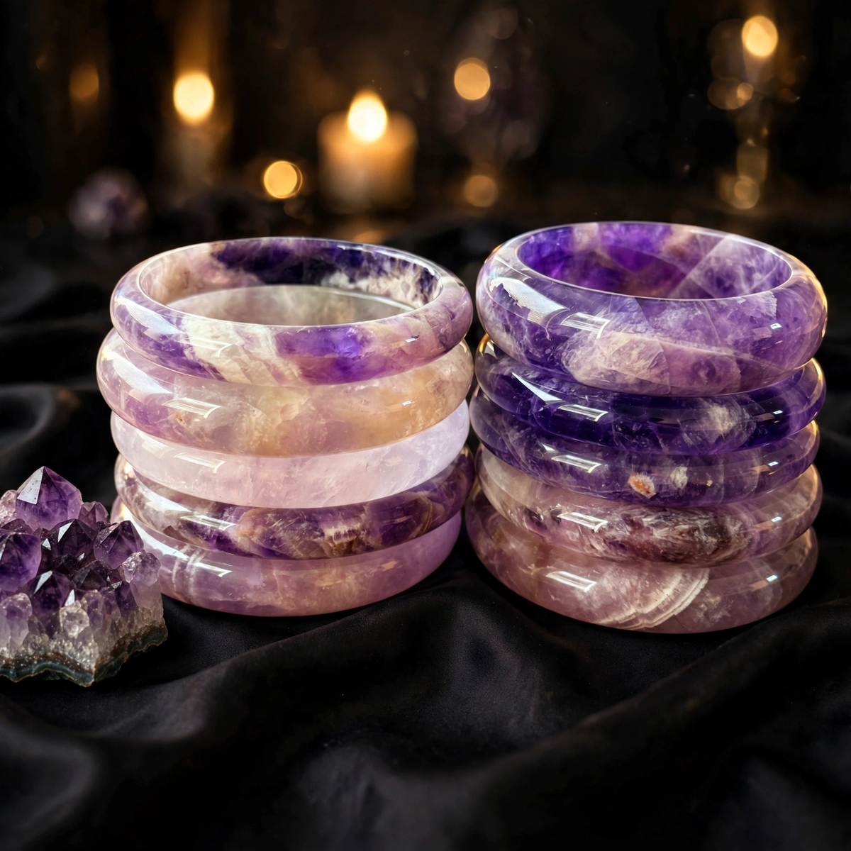 Natural Amethyst Crystal Bangle
