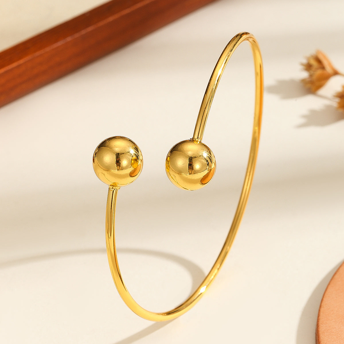 Duality Arc: Gold-Plated Open Cuff Bracelet
