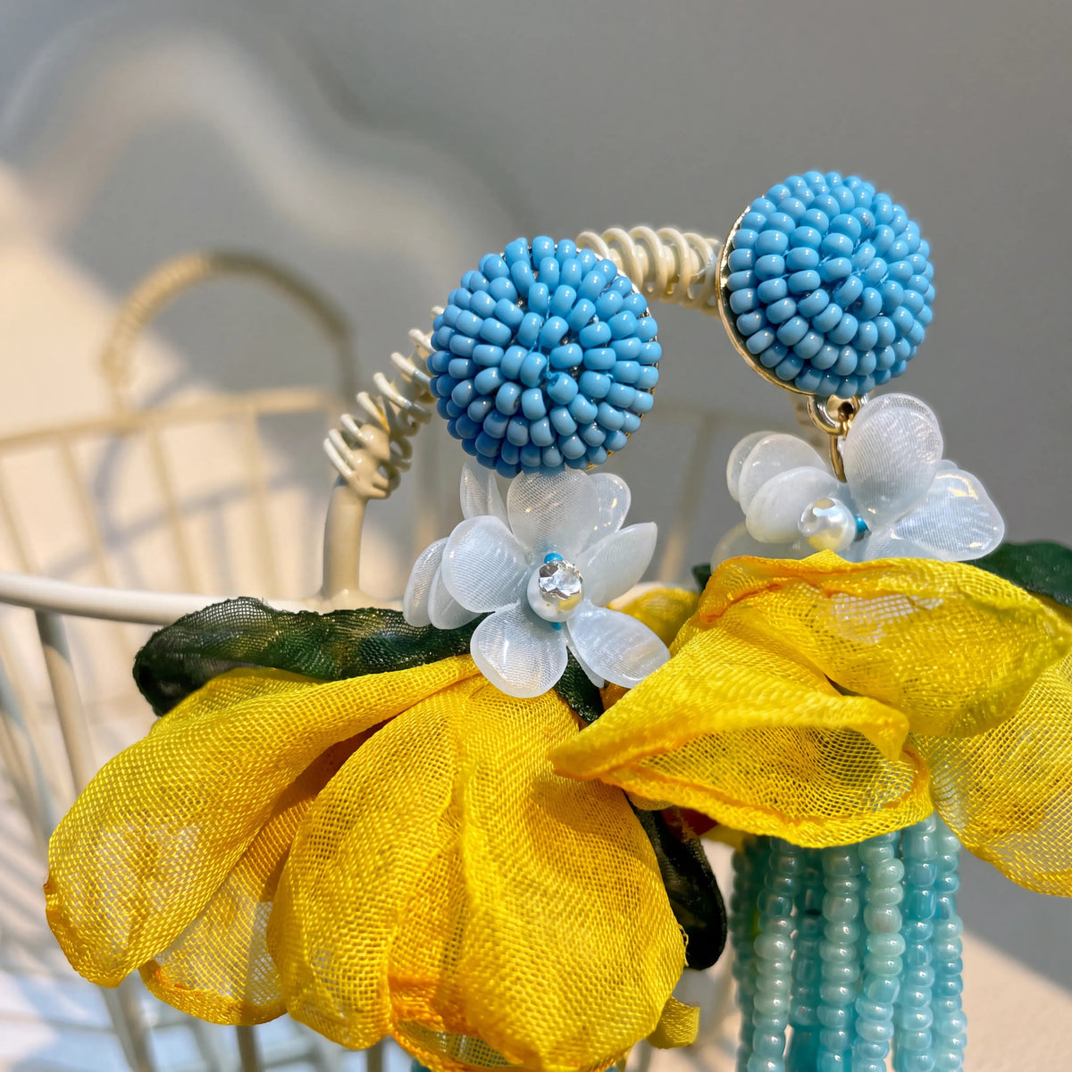 Sunshine Floral Tassel Drop Earrings