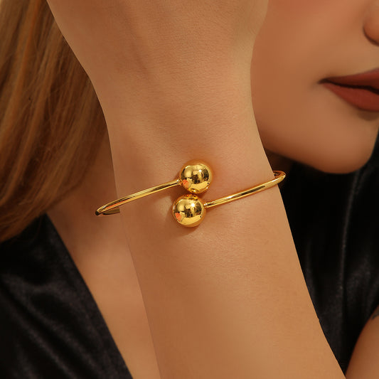 Duality Arc: Gold-Plated Open Cuff Bracelet