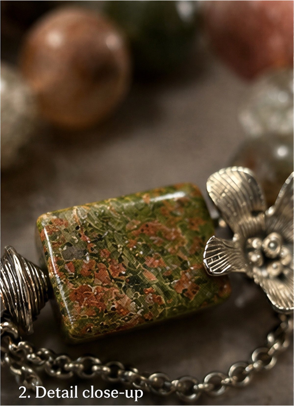 Fire Quartz, Garden Quartz & Unakite Bracelet | 6.5″