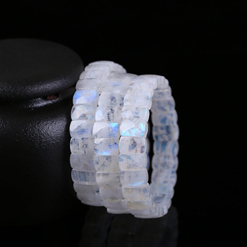 Blue Moonstone Bracelet, Moonstone Soft Bangle