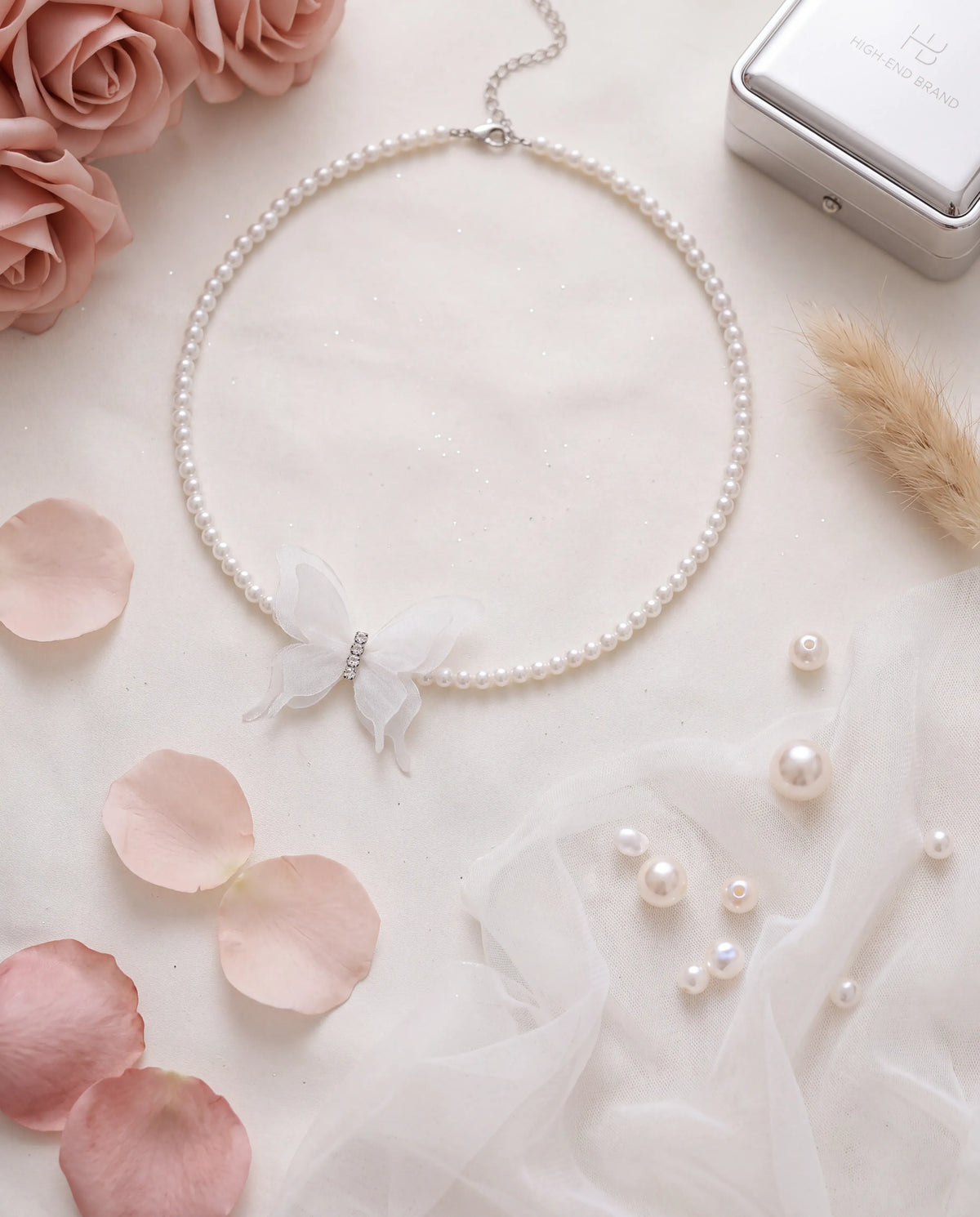 Butterfly Pearl Choker Necklace