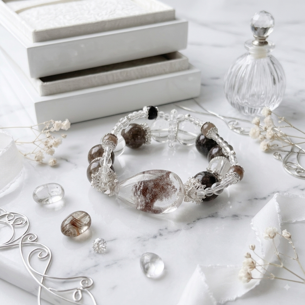 Phantom Quartz & Smoky Stone Bracelet