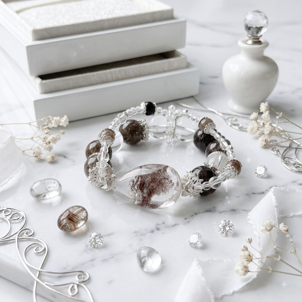 Phantom Quartz & Smoky Stone Bracelet