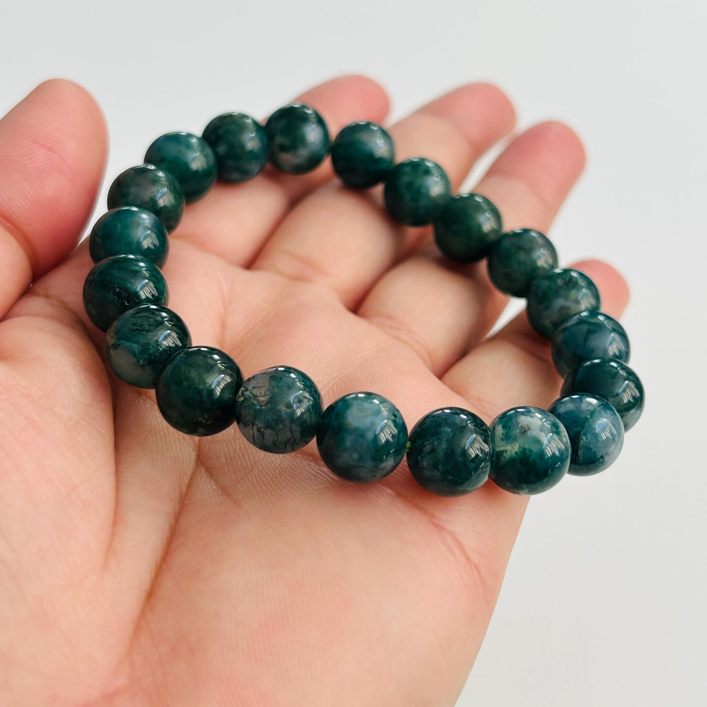 Verdant Earth: Moss Agate Beaded Bracelet