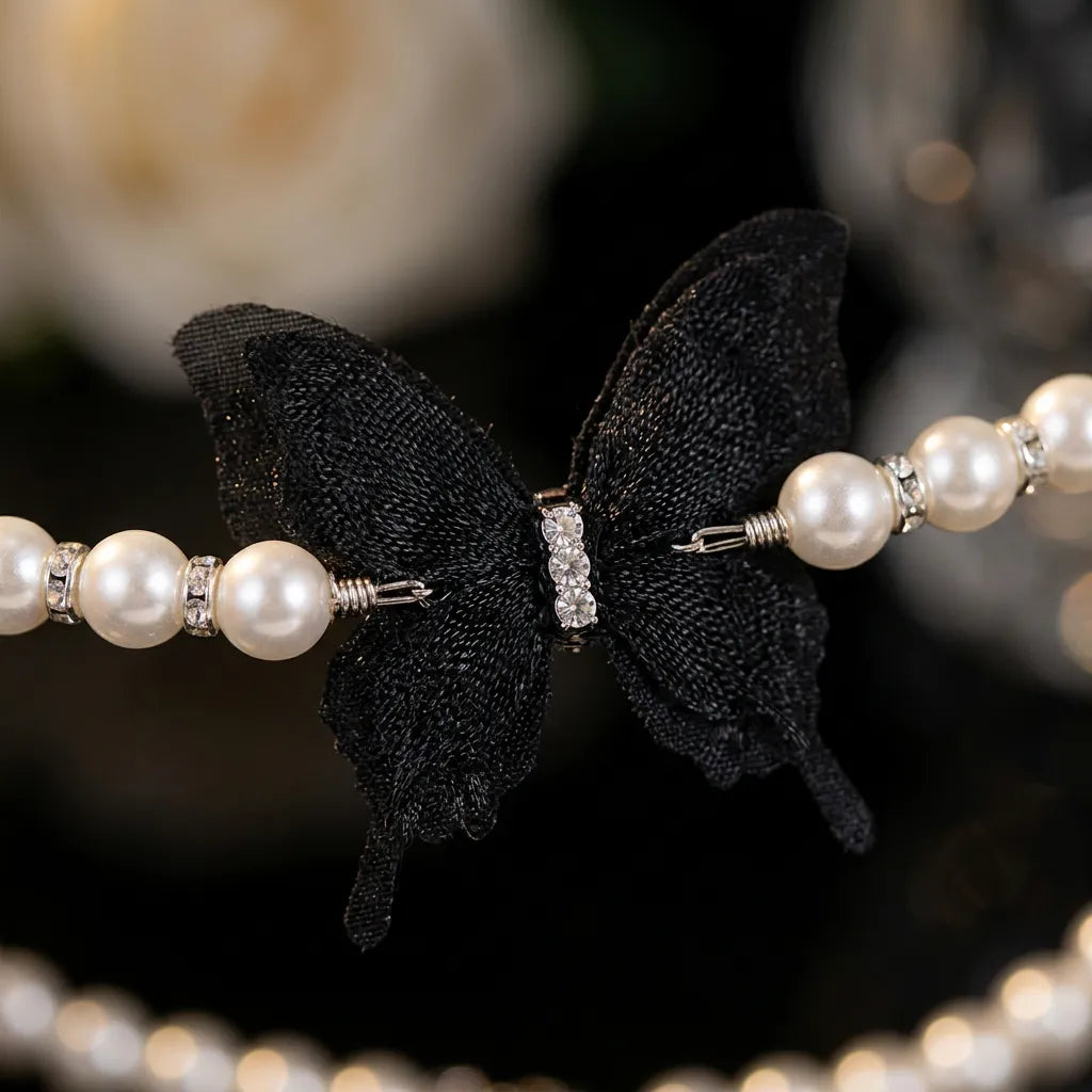 Butterfly Pearl Choker Necklace