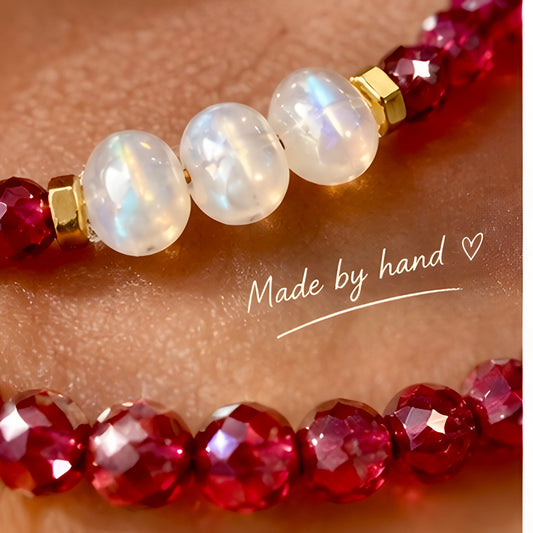 Garnet & Freshwater Pearl Sterling Silver Bracelet – 7" + 2" Extender