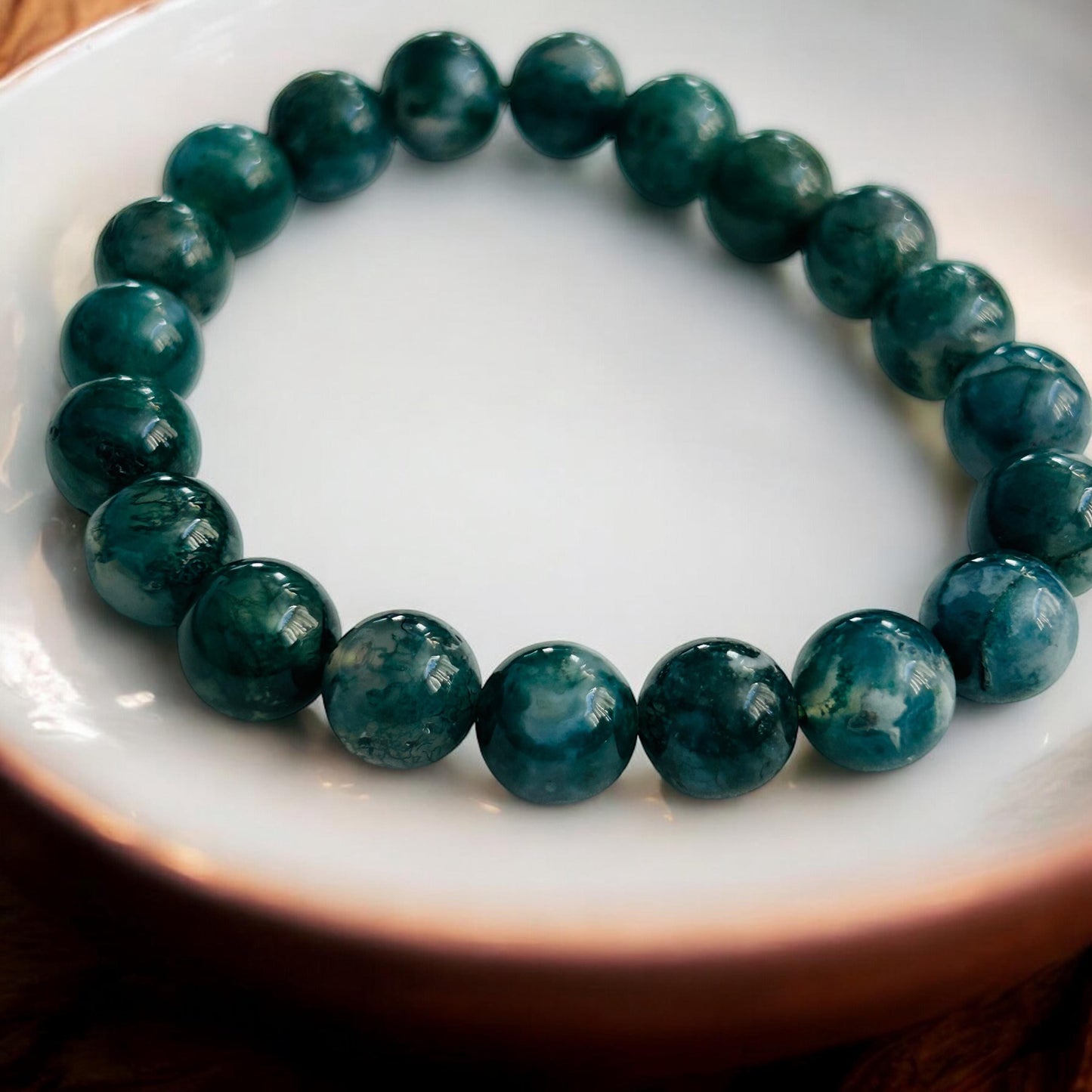 Verdant Earth: Moss Agate Beaded Bracelet