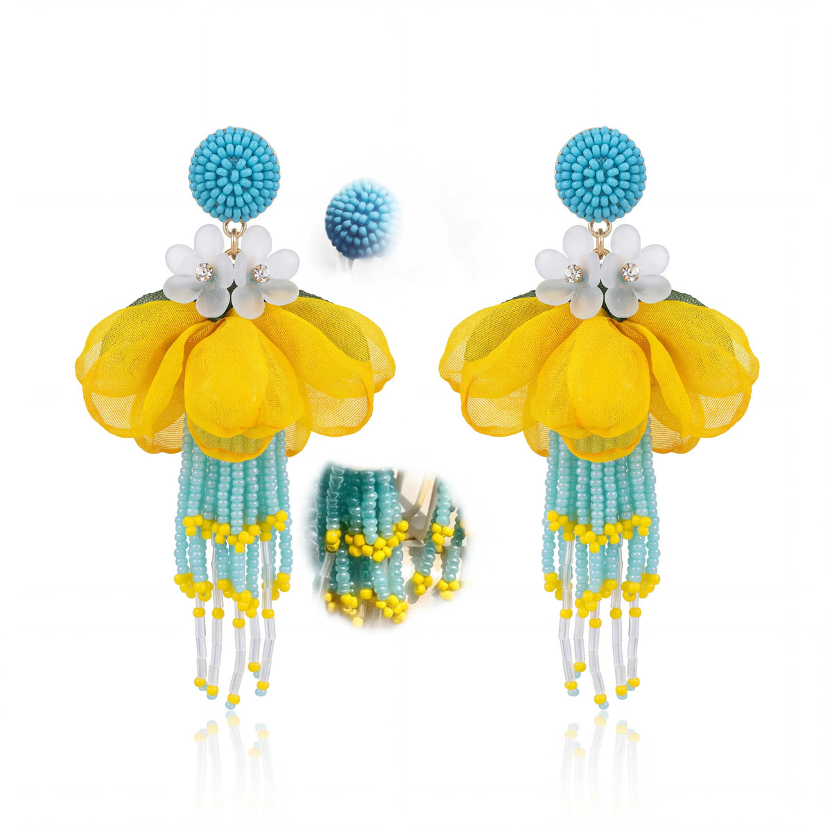 Sunshine Floral Tassel Drop Earrings