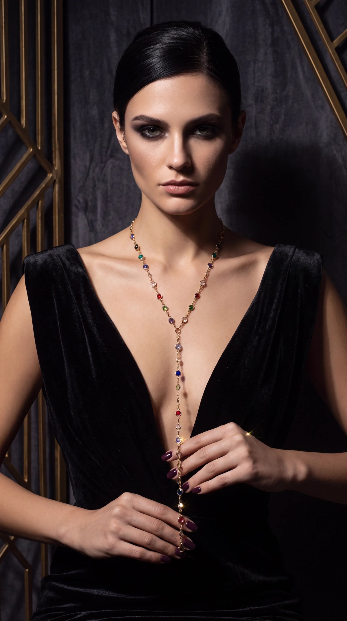 Rainbow Crystal Lariat Y-Necklace