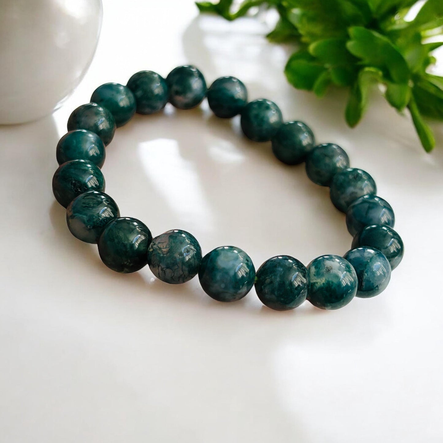 Verdant Earth: Moss Agate Beaded Bracelet