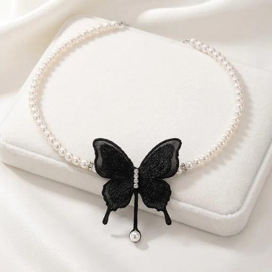 Butterfly Pearl Choker Necklace