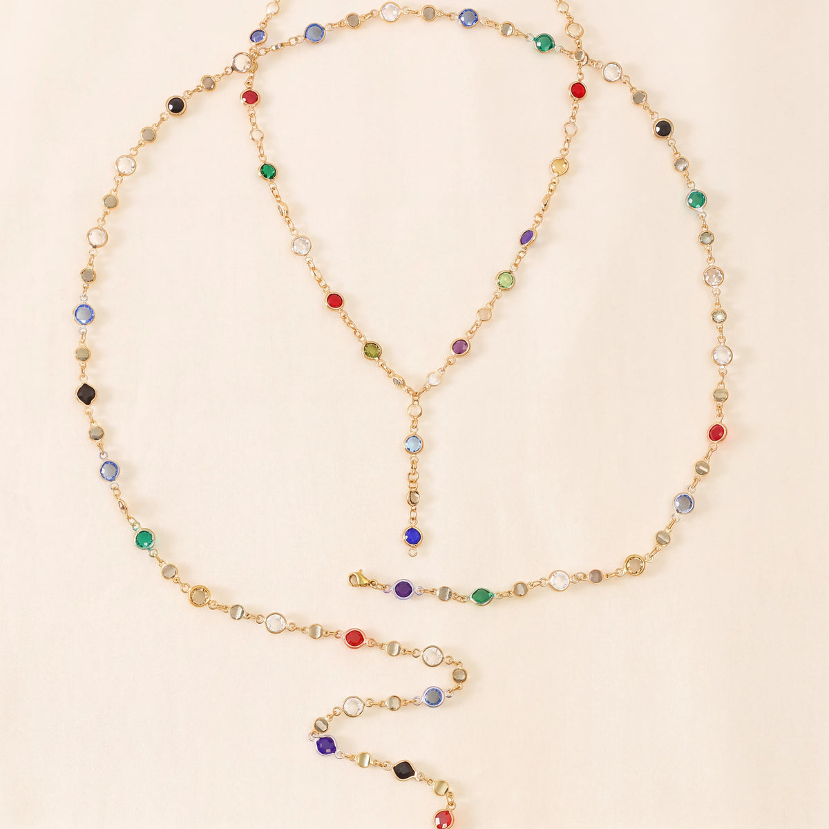 Rainbow Crystal Lariat Y-Necklace