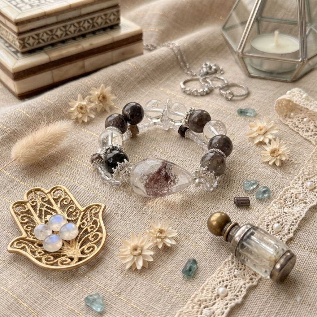 Phantom Quartz & Smoky Stone Bracelet