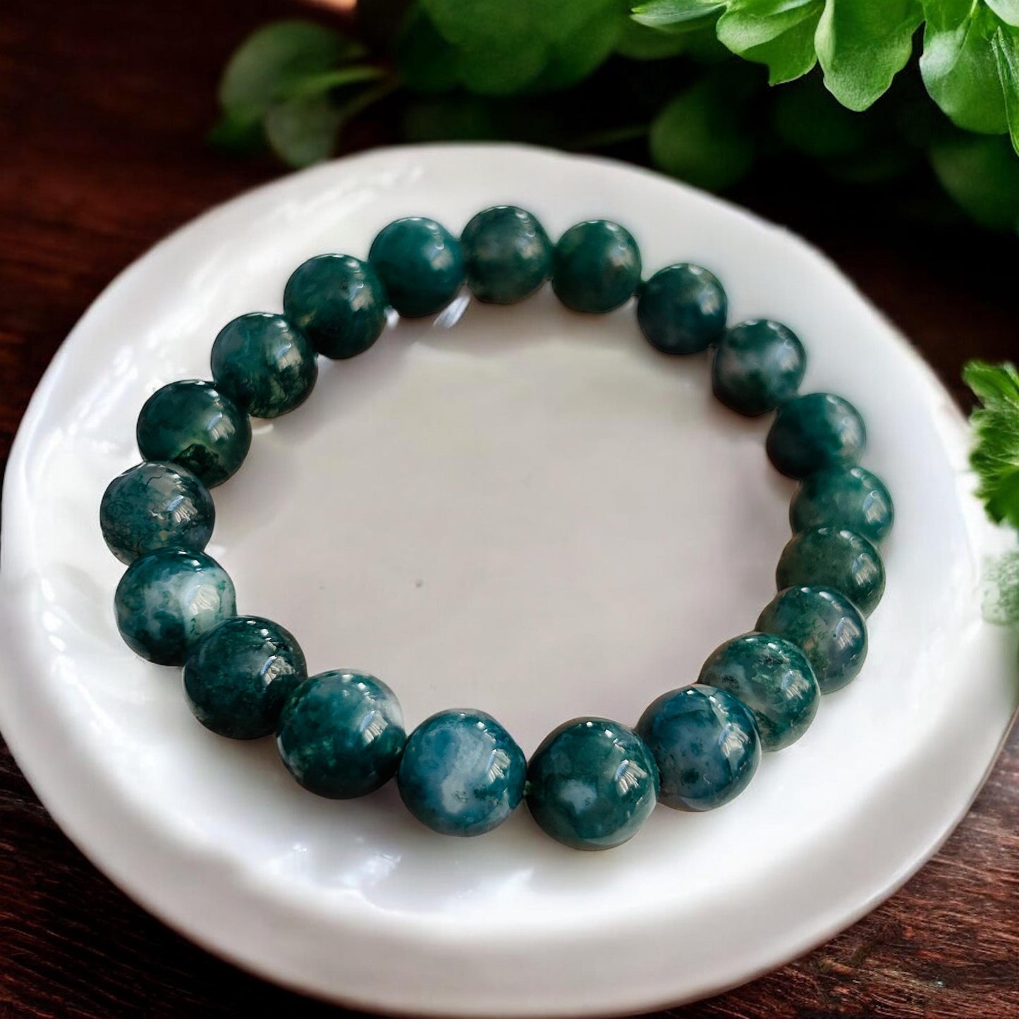 Verdant Earth: Moss Agate Beaded Bracelet