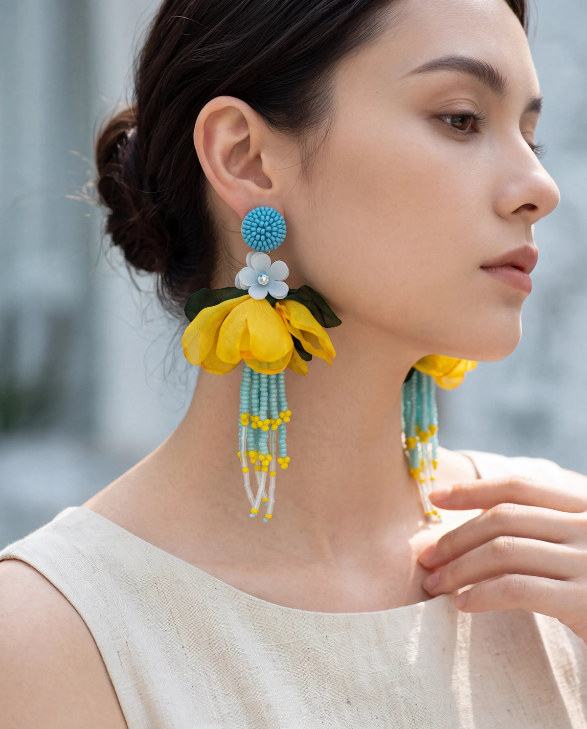 Sunshine Floral Tassel Drop Earrings