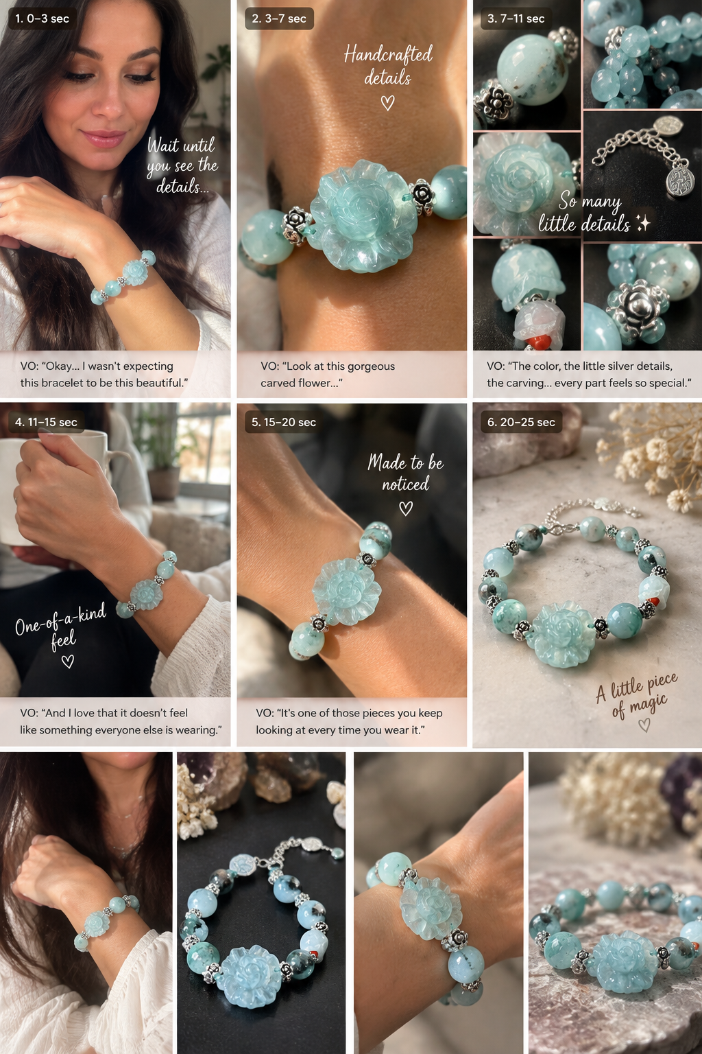Water Jade Carved Flower Bracelet – 6" + 2" Extender