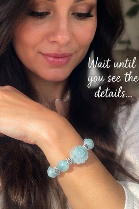 Water Jade Carved Flower Bracelet – 6" + 2" Extender