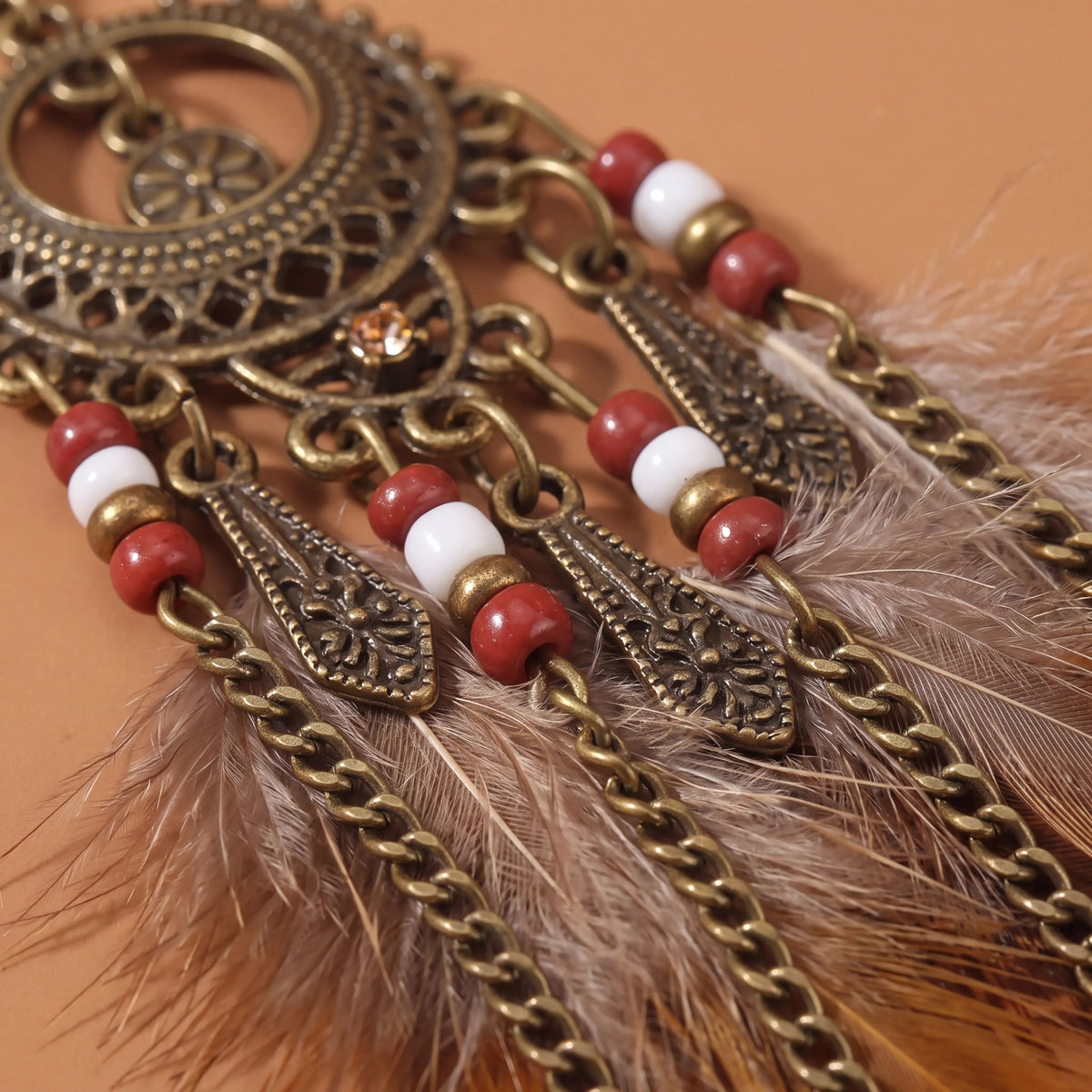 Bohemian Nocturne Dreamcatcher Feather Drop Earrings