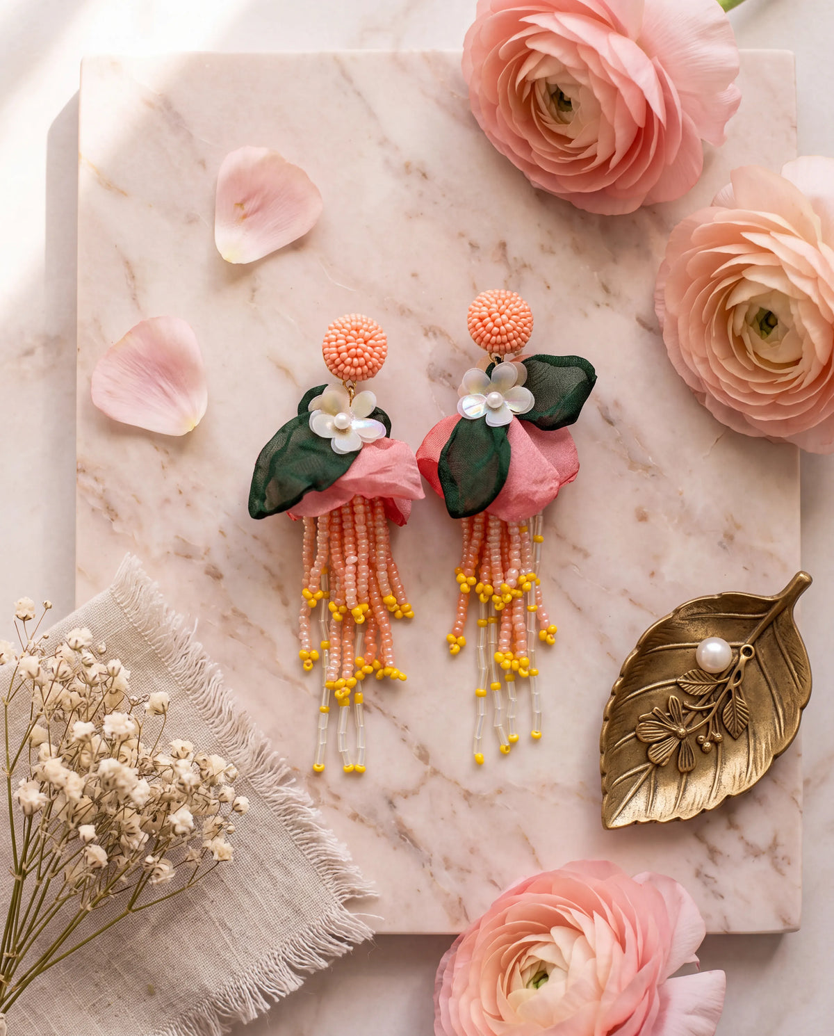 Sunshine Floral Tassel Drop Earrings