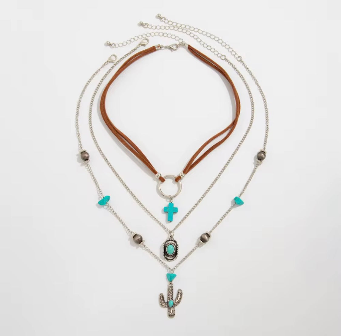 Turquoise Western Layered Necklace Set