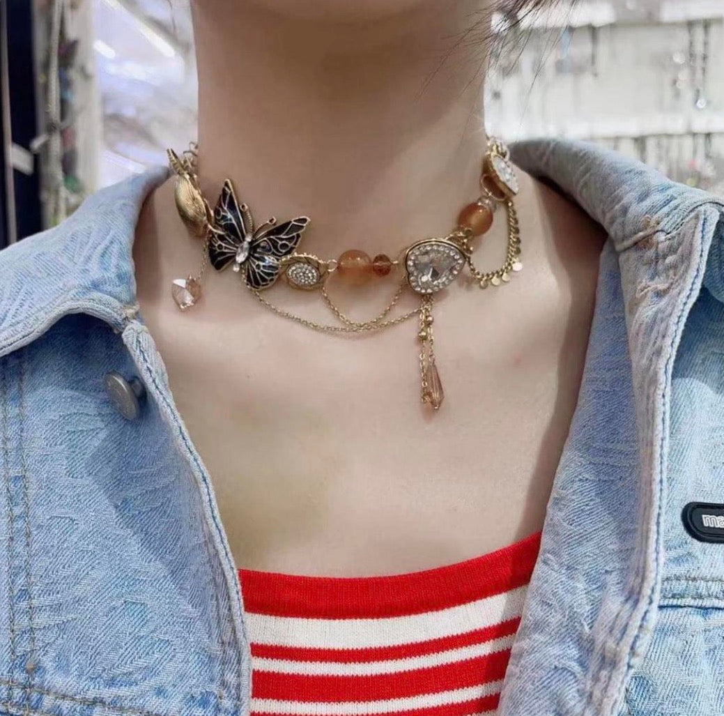 Butterfly Charm Choker Necklace