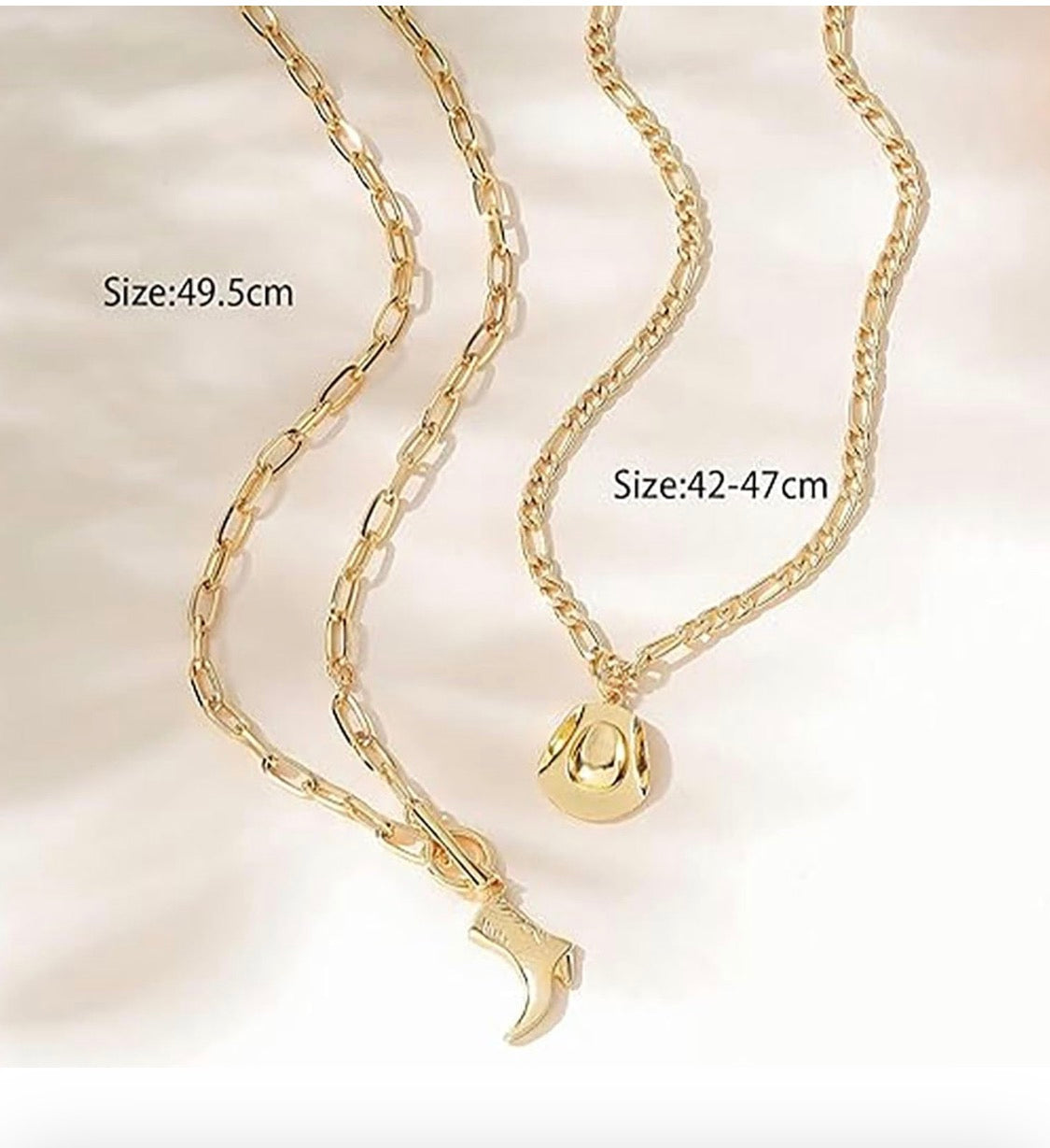 Western Charm Layered Necklace Set – Gold Cowboy Hat & Boot Pendants