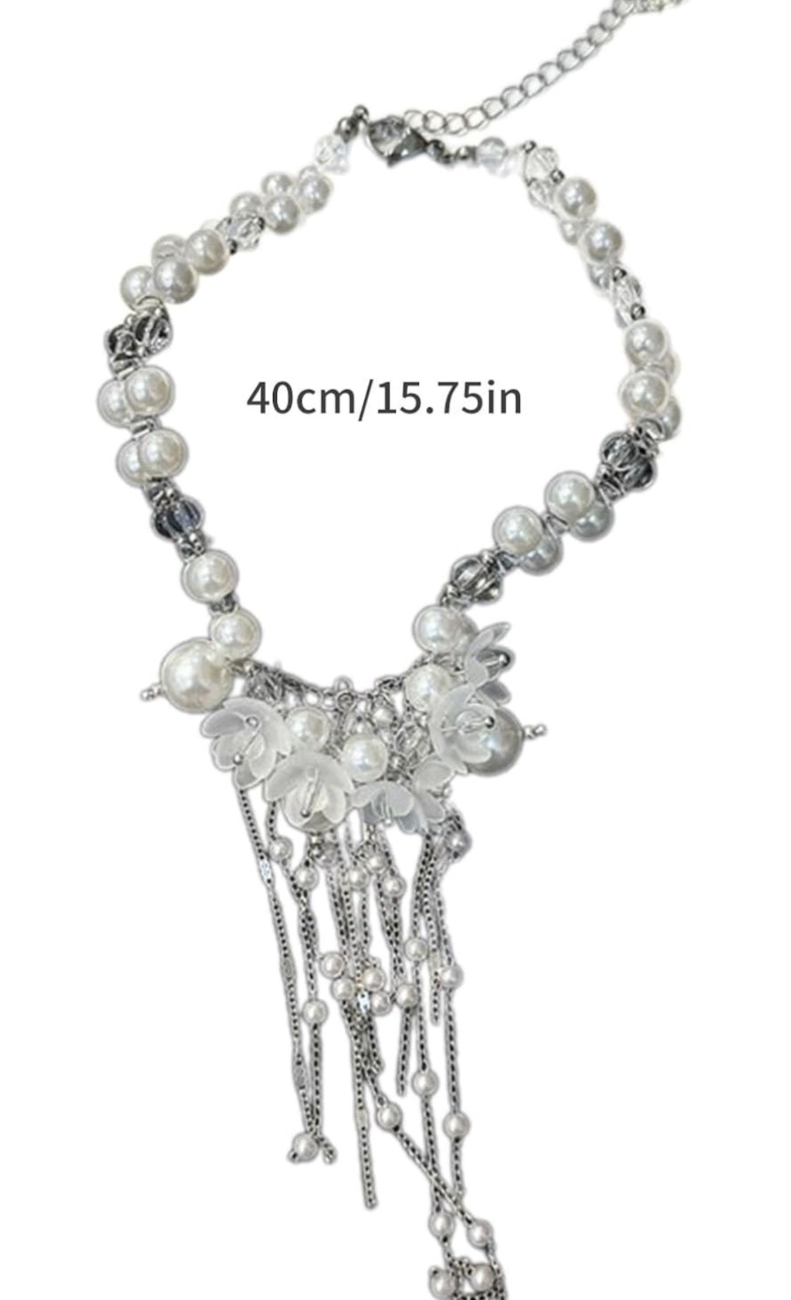 Pearl Floral Tassel Choker Necklace
