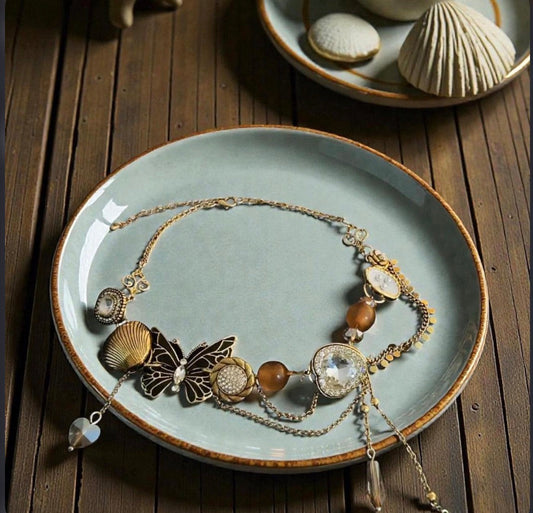Butterfly Charm Choker Necklace