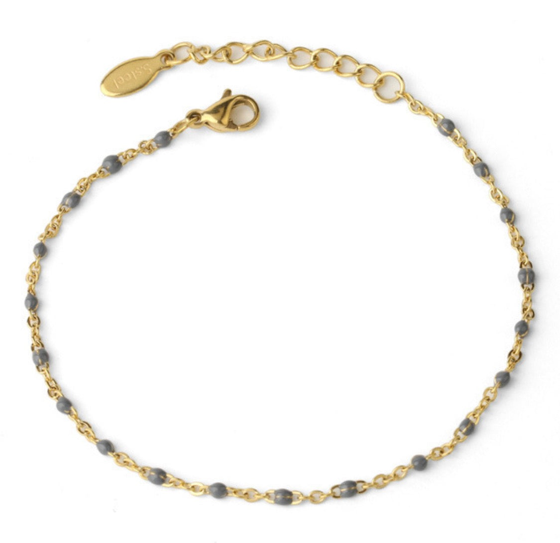 Gold Enamel Bead Chain Bracelet
