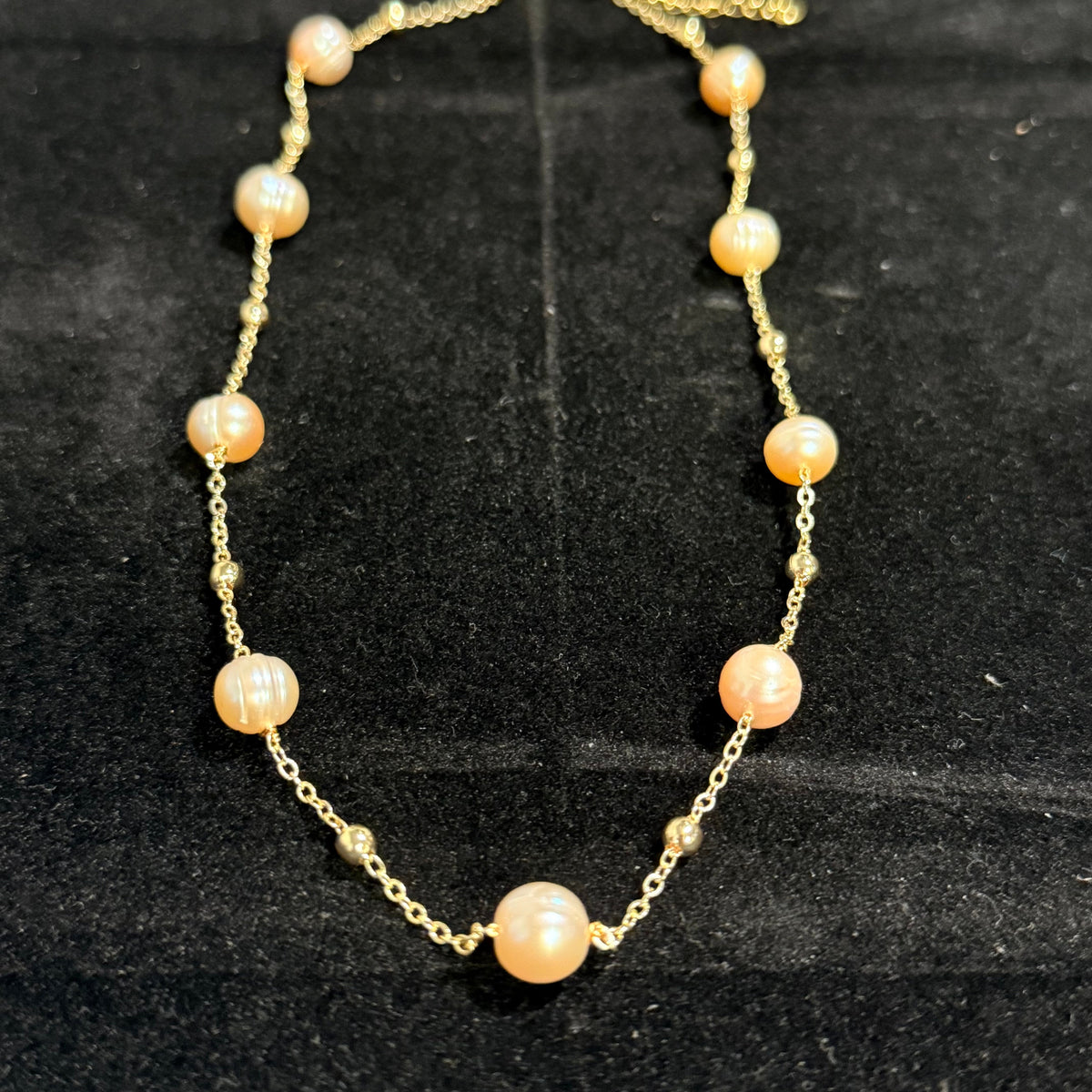 Pink Freshwater Pearl Station Necklace