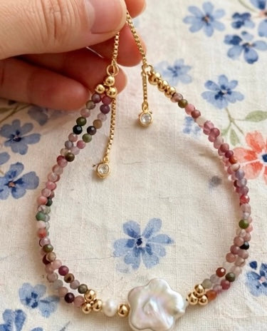 Tourmaline & Star Shell Pearl Bracelet