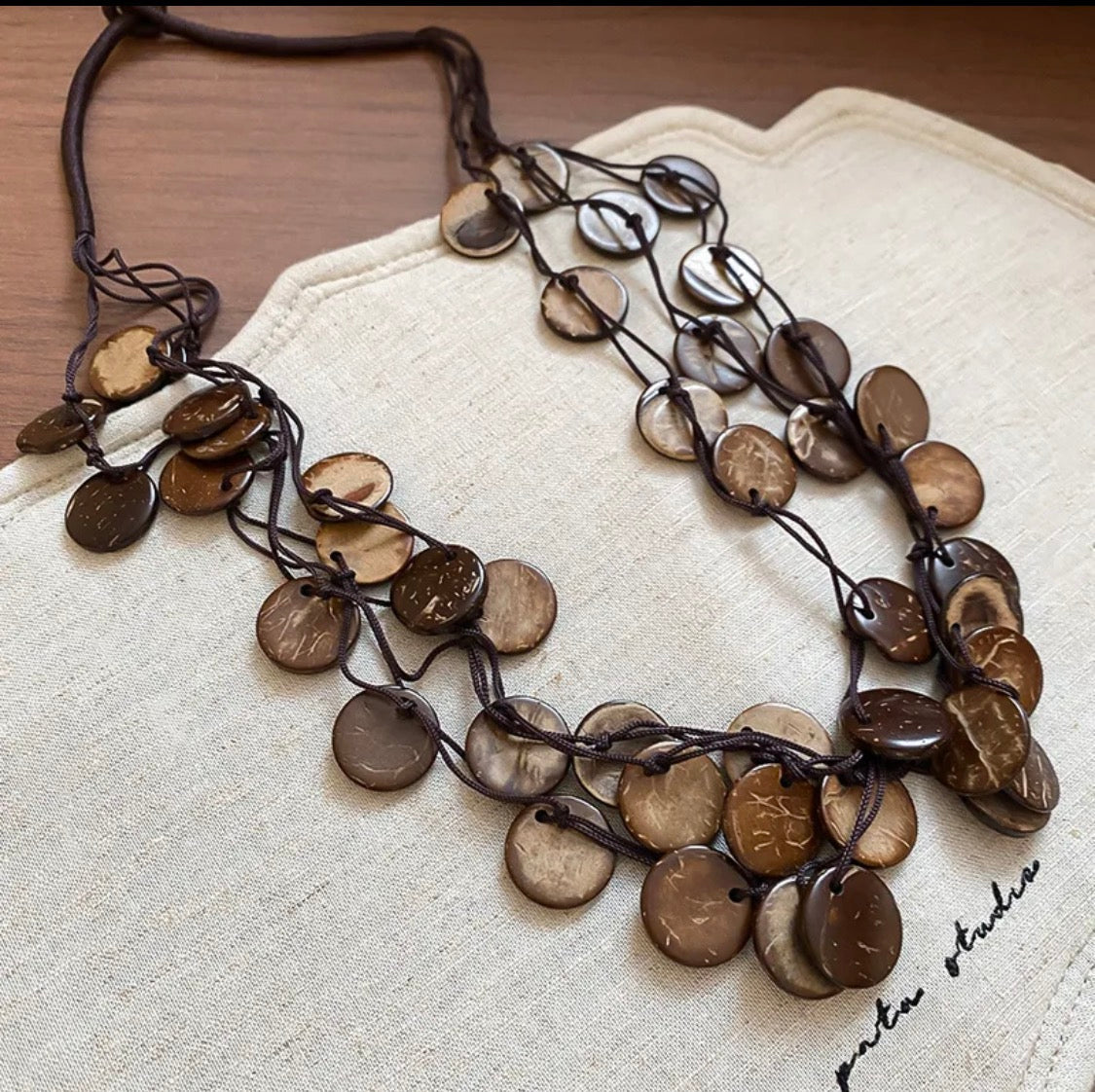Coconut Shell Cascade Necklace