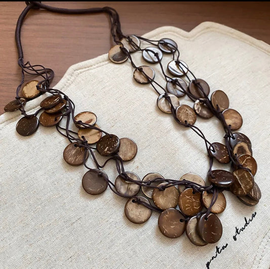 Coconut Shell Cascade Necklace