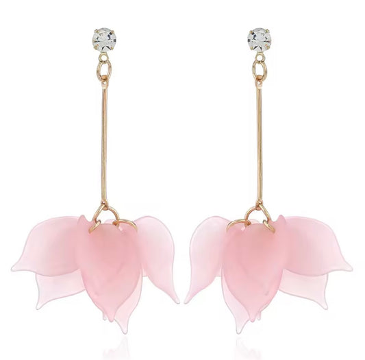 Frosted Floral Petal Drop Earrings 🌸 Indie Aesthetic