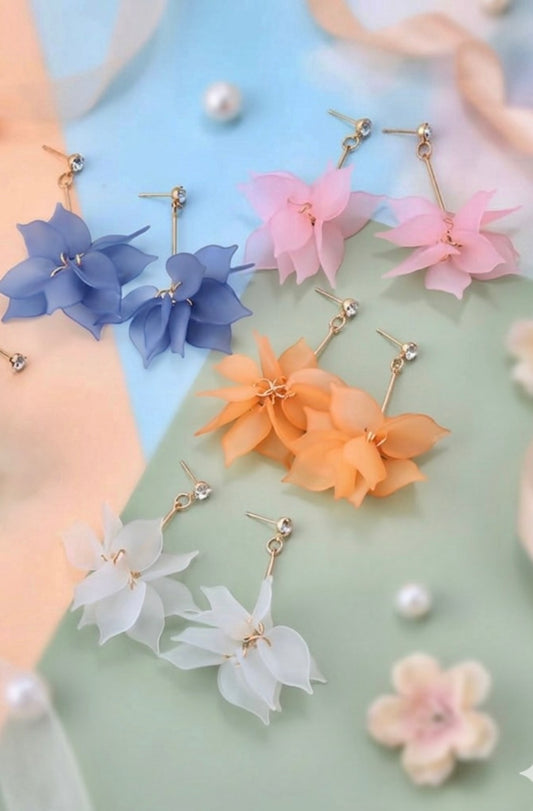 Frosted Floral Petal Drop Earrings 🌸 Indie Aesthetic