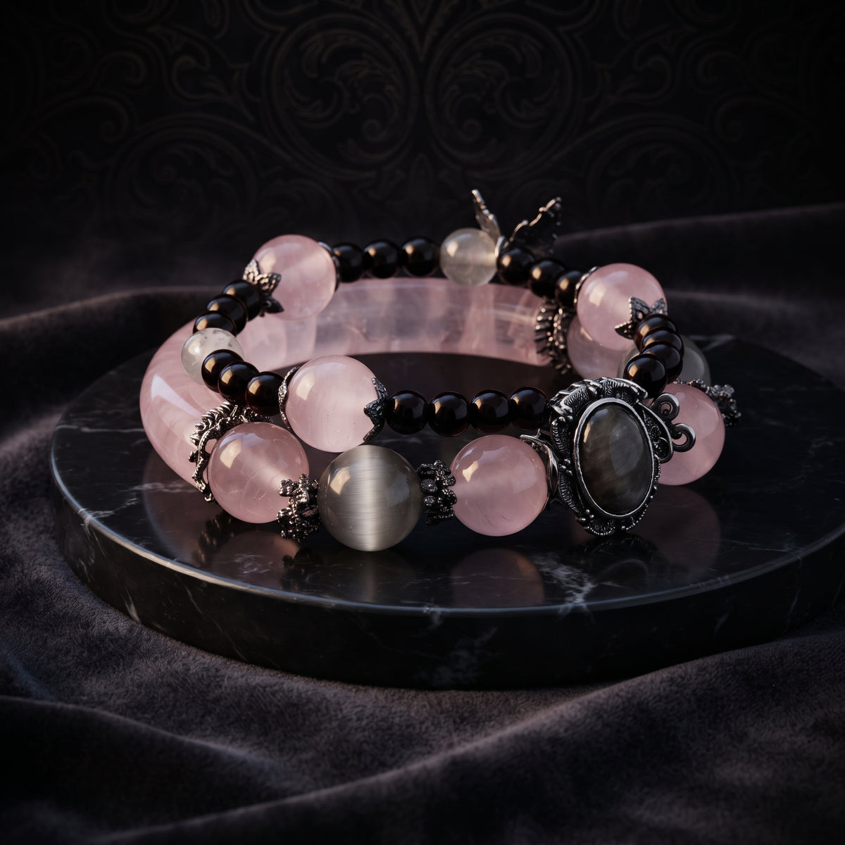 Rose Quartz & Labradorite Double-Strand Bracelet
