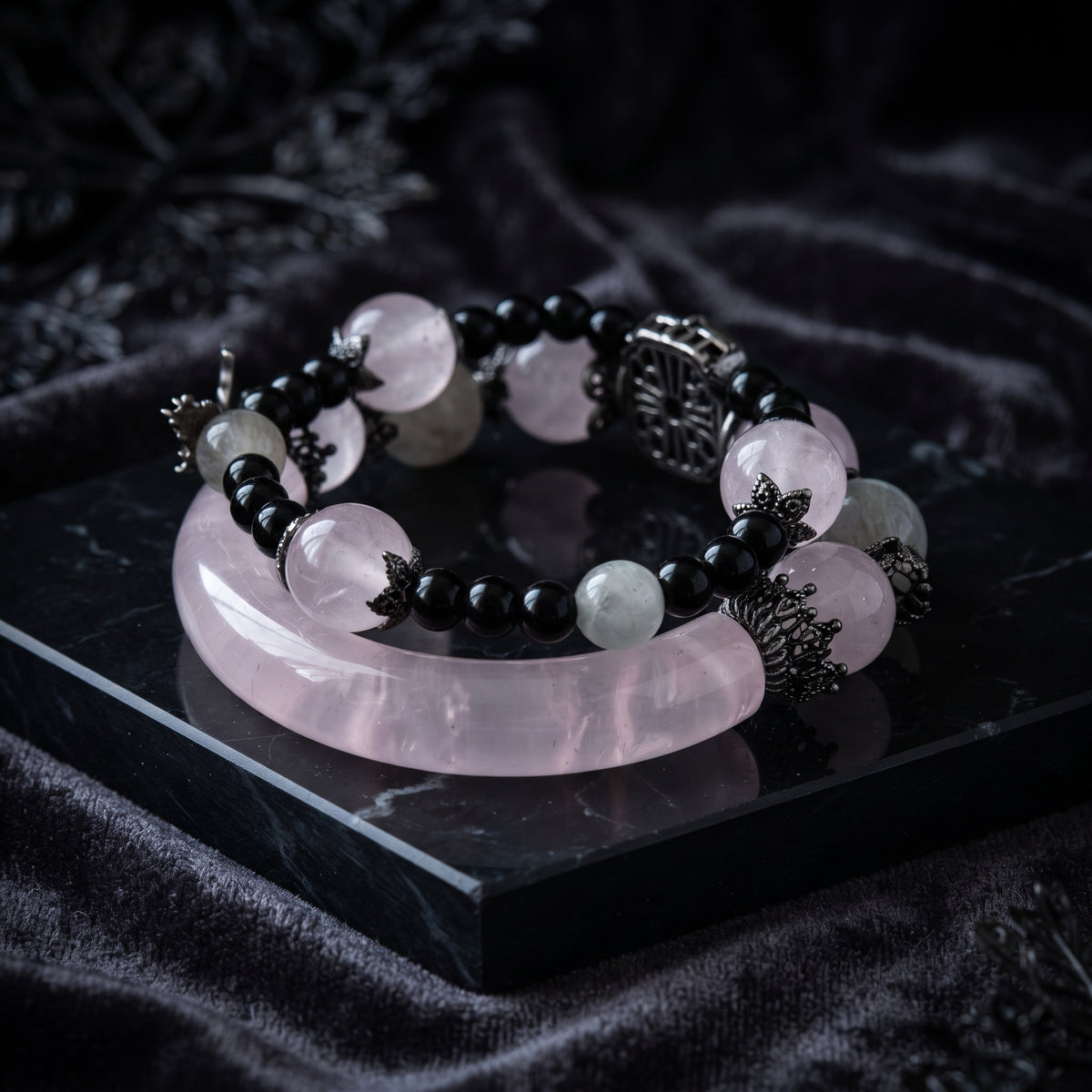 Rose Quartz & Labradorite Double-Strand Bracelet