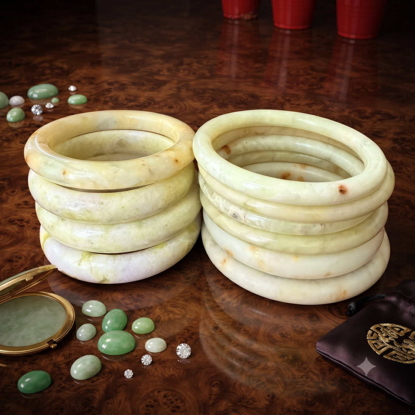 Cauliflower Jade Bangle Bracelet, Nephrite Jade