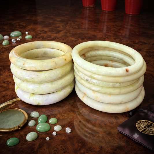 Cauliflower Jade Bangle Bracelet, Nephrite Jade